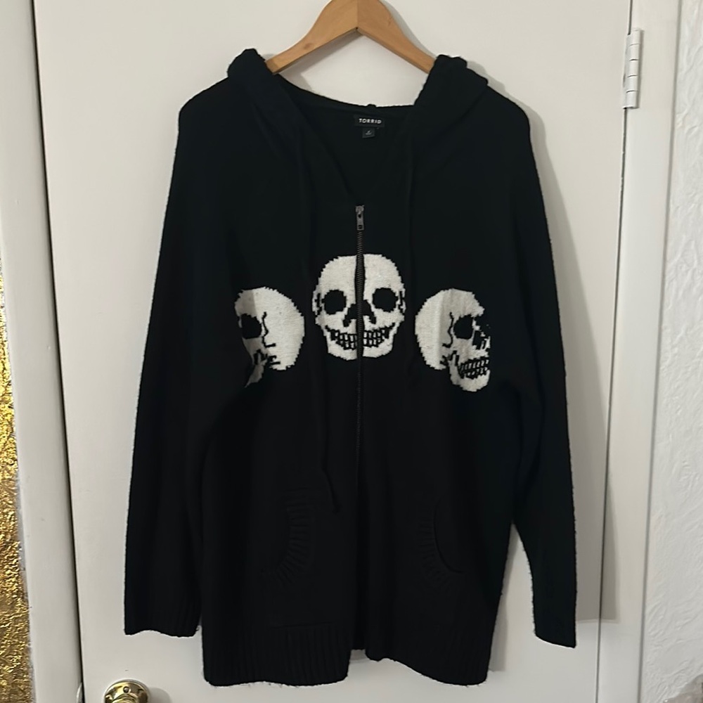 Black Hoodie with Triple Skull Design